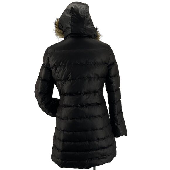 Soia & Kyo Down Parka Faux Fox Fur Trim Coat Full Zip Black Winter Snow Small - Picture 2 of 9
